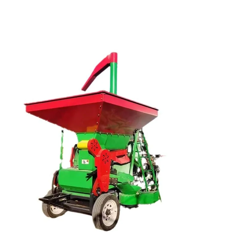 Forklift feeding corn thresher large corn beater