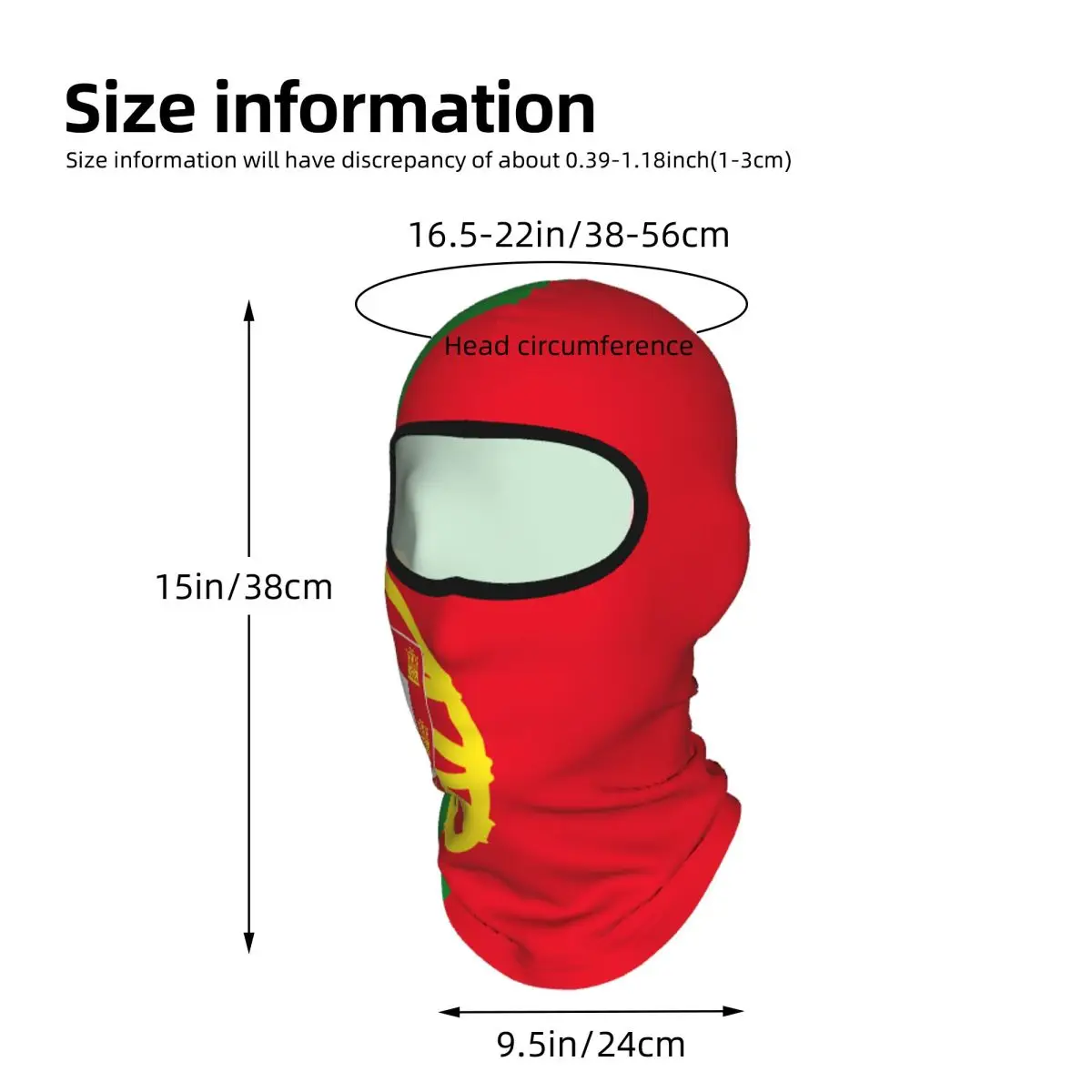 Flag Of Portugal Balaclava Full Face Mask Breathable Motorcycle Winter Warm  Caps Neck Windproof Dustproof Cycling Caps