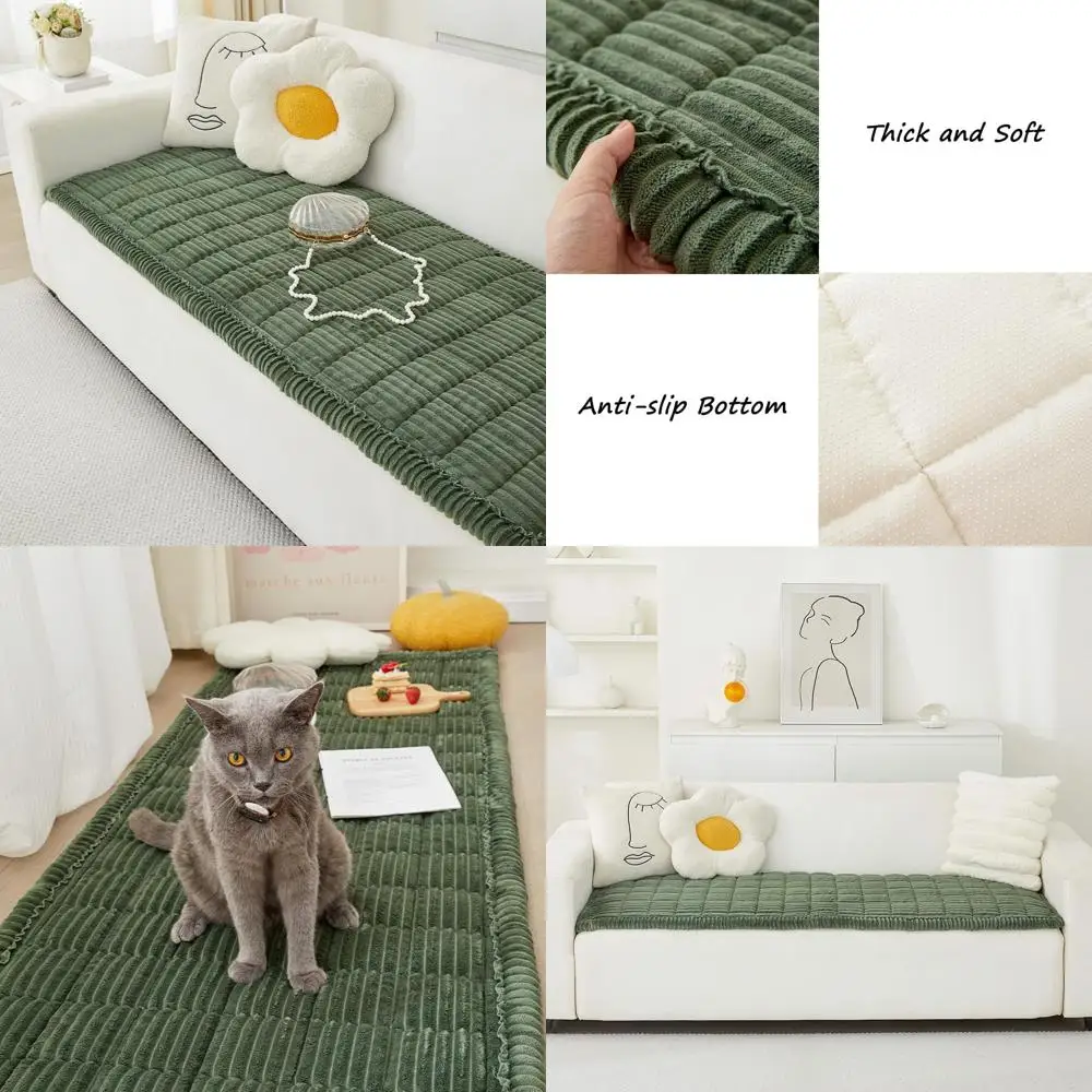 

Couch Cover for Dogs Washable, Fuzzy Pet Couch Covers for 3 Cushion Sofa Pet Friendly, Non Slip Sofa Cover (Green, 27.6 x 82.7/7