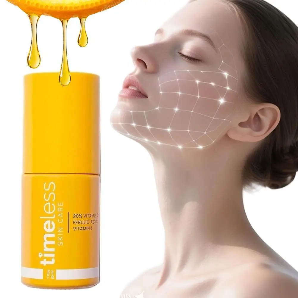 Timeless Skin Care Vitamin C Serum Orange Collagen Brightening Facial Essence for Deep Moisturizing Oily Dry Skin