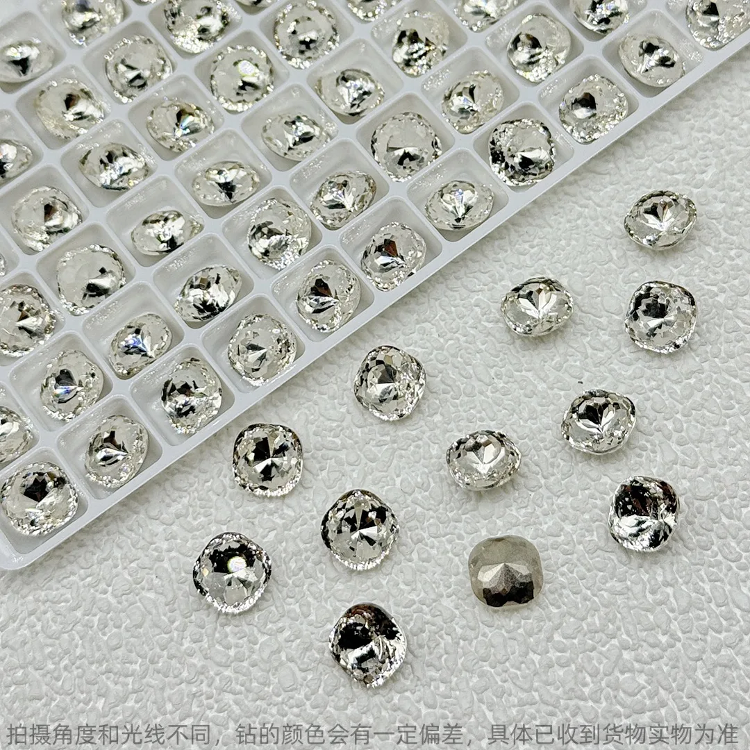 50Pc 8mm Bird's Nest Cut Chunky Nail Gems Irregular Pointed-Back Crystal Rhinestones Glass Nail Art Decor for Press-On Manicures