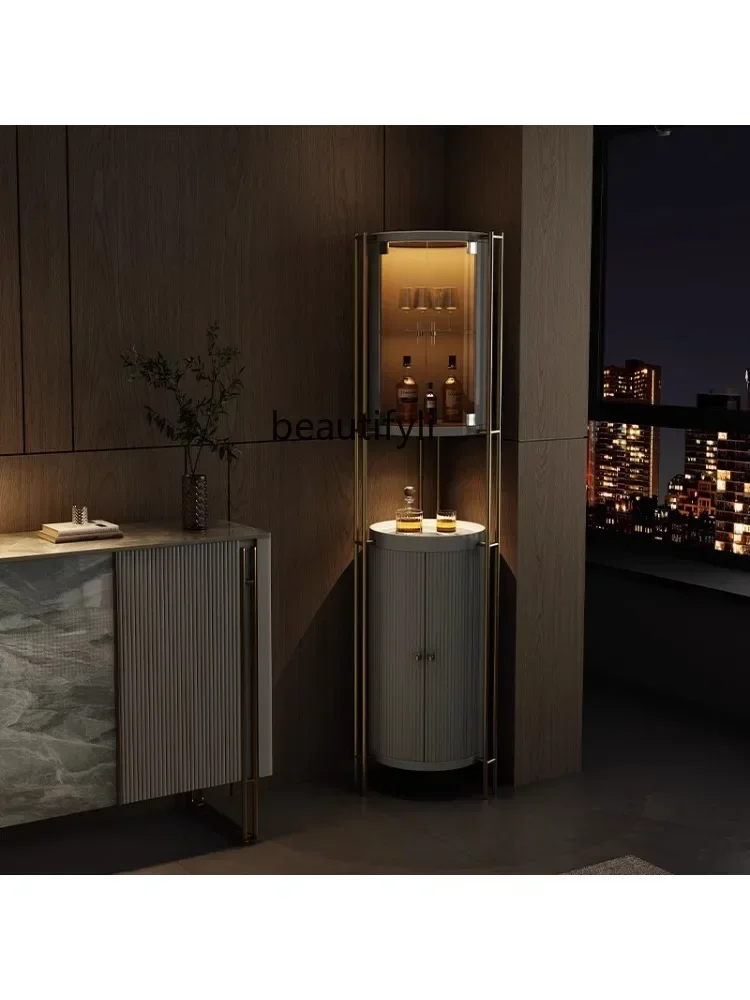 

YH Y Modern light luxury solid wood corner wall high cabinet glass dining room rack display wine cabinet glass cabinet furnitur
