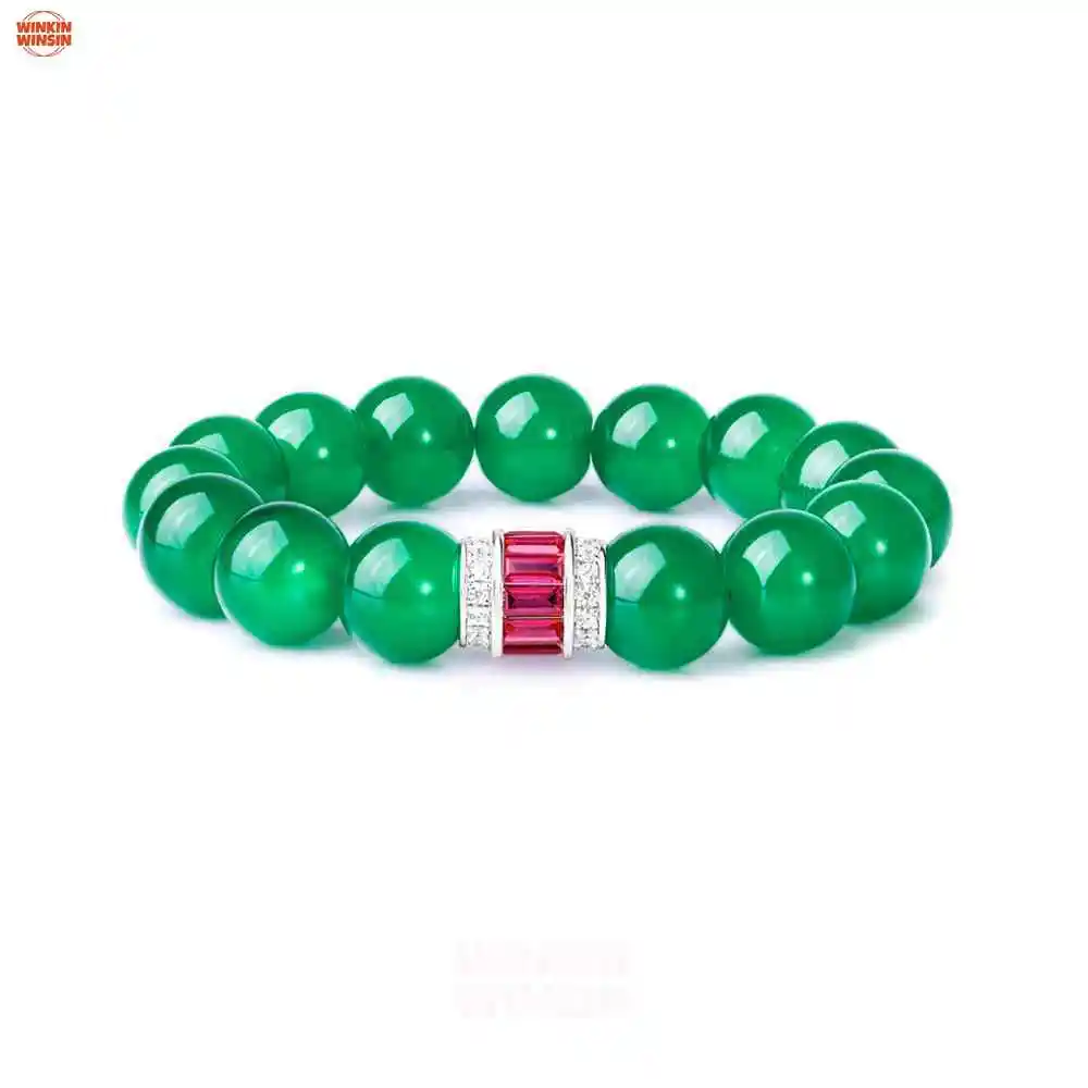 

Winkin Winsin Brand Real 925 Sterling Silver Jewelry Muzo Green Gemstones Bracelets Woman Man Carbon Diamond Bracelet For Ladies