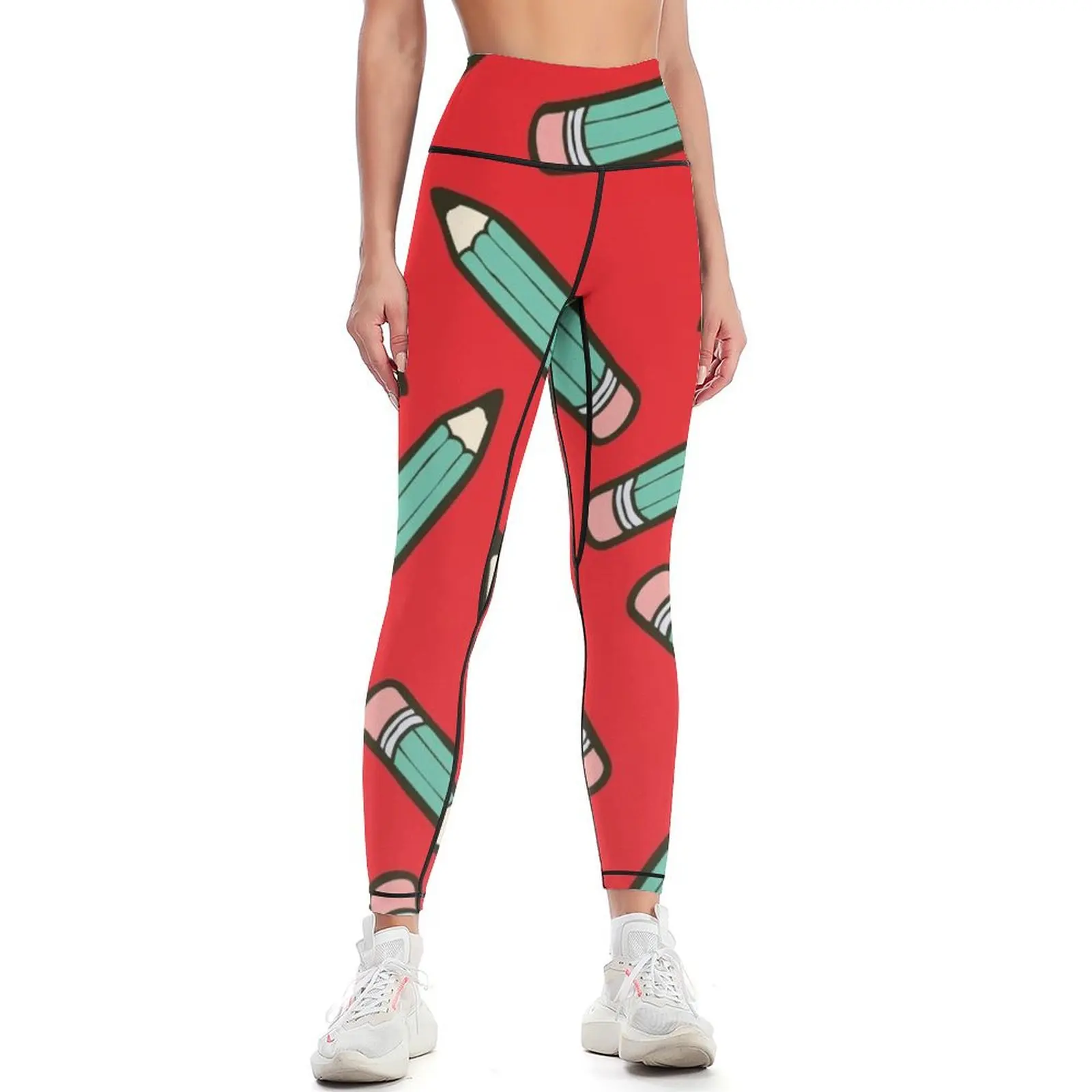 Pencil Power Red Pattern Leggings for fitness Fitness woman Women's pants Womens Leggings