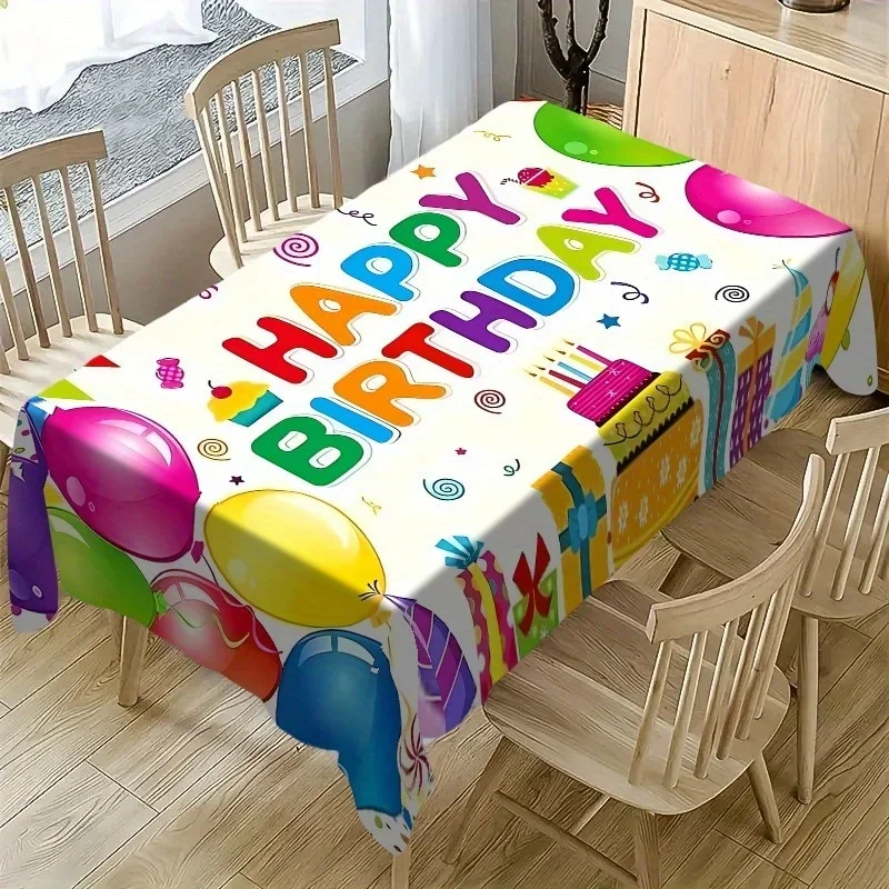 One vivid birthday tablecloth - with colorful balloons and party decorations, made of durable polyester materialxzj