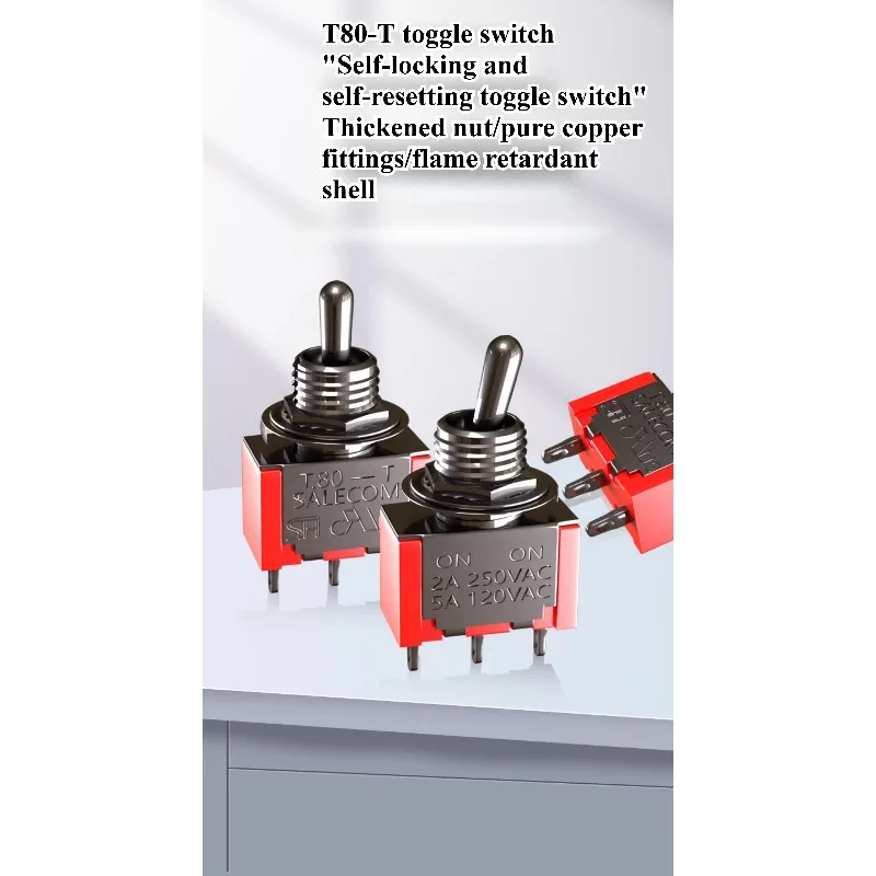 1pc 6mm toggle switch 2nd gear 3 pin T80-T short handle toggle rocker toggle bidirectional switch self-locking.