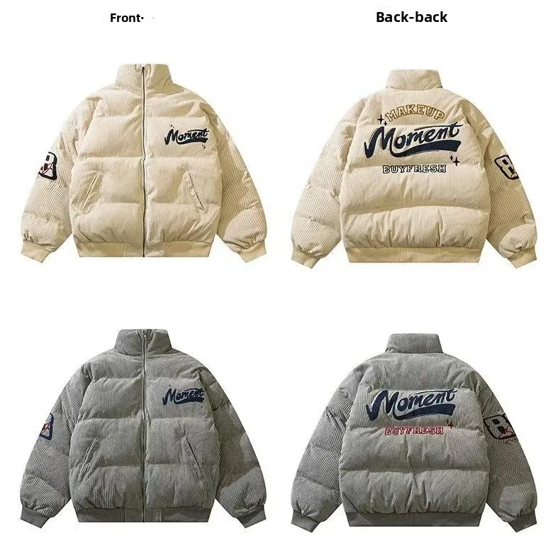 

Thiened Cotton Jaet Baseball Sle Casual Versatile Embroidered Corduroy Special Thiened Cotton Coat for Teenagers