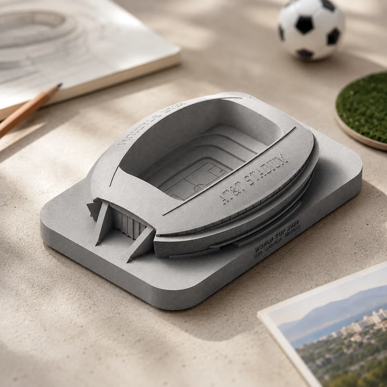 Concrete buildings modeled after football fields 3, desktop decorations and storage ornaments