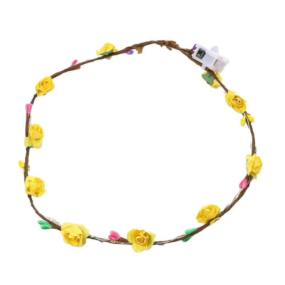 Luz LED luminosa para vacaciones para dama de honor, diadema para fiesta de cumpleaños, coronas de flores, diadema, corona brillante, diadema para playa