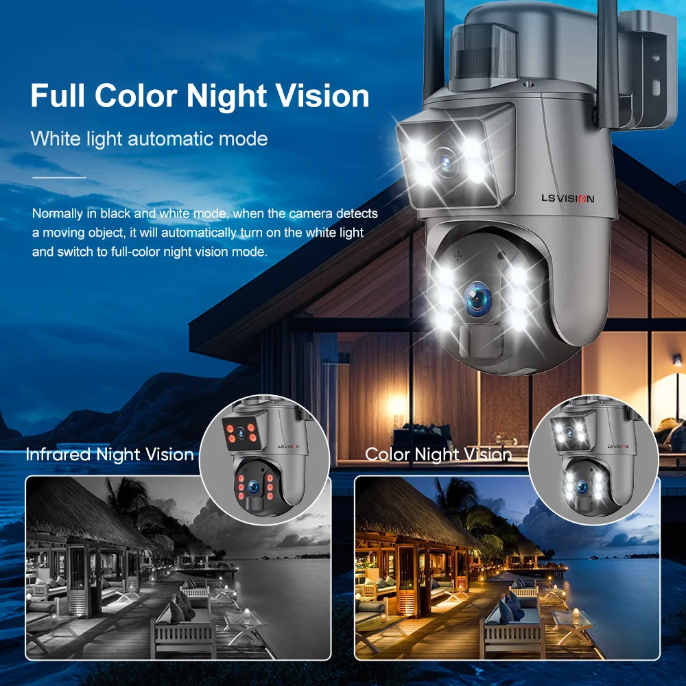 LS VISION 4K 8MP 2 -Screens 4G Solar Camera Outdoor Wireless PIR Human Auto Tracking Waterproof Surveillance Cameras UBOX App