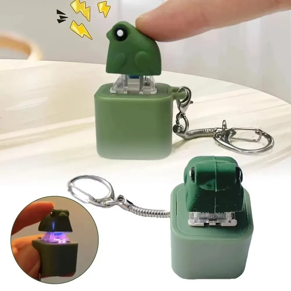 Rechargeable Croaking Frog Keychain Key Button Stress-Relieving Clicky Keyboard Frog Croaking Fidget Stress Relief