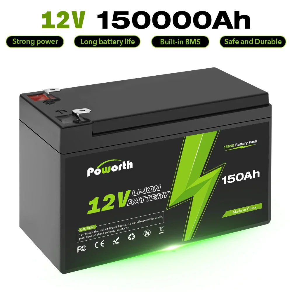 

12V Lithium Battery,4000+ Cycles LiFePO4 12V 150Ah Built-in BMS,12V Battery Suitable for solar Battery,Fishing lamp Battery