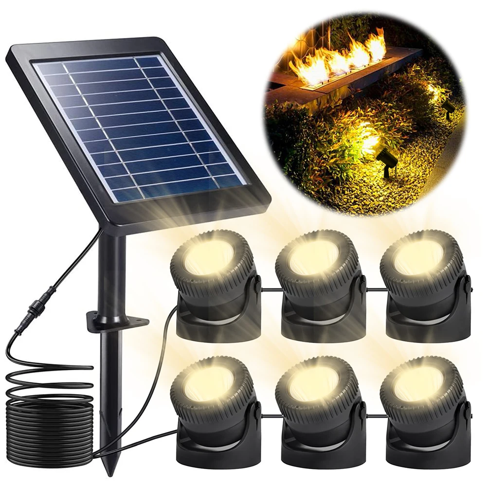 

6 Light RGB Solar Spotlight IP68 Waterproof Solar Underwater Pool Lights Outdoor Light Adjustable Angle Landscape Spotlights