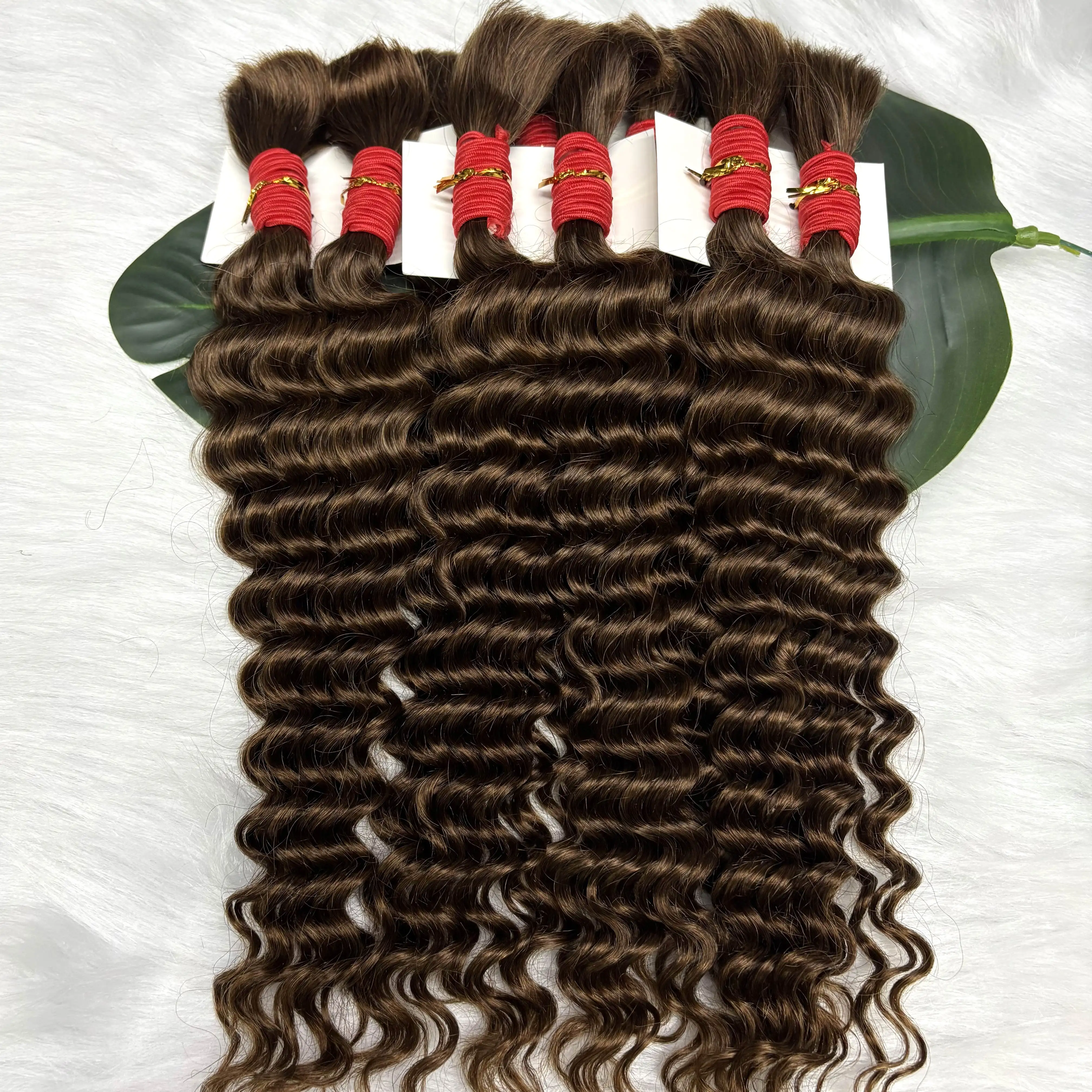4 #   Rambut Manusia Massal Coklat Coklat untuk Kepang Boho Tanpa Pakan 1 Bundel 50G Rambut Manusia Gelombang Dalam Ekstensi Keriting Massal untuk Mengepang