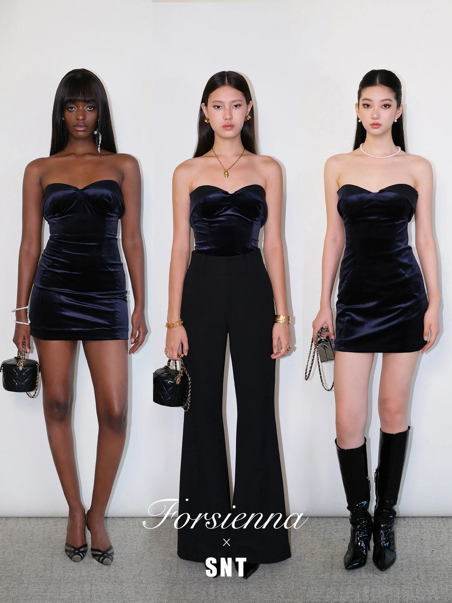 

Ele Velvet Bustier Gown Two-Piece Set Zipper Closure Women's Faion Autumn Collection Classy Sle Adult Size