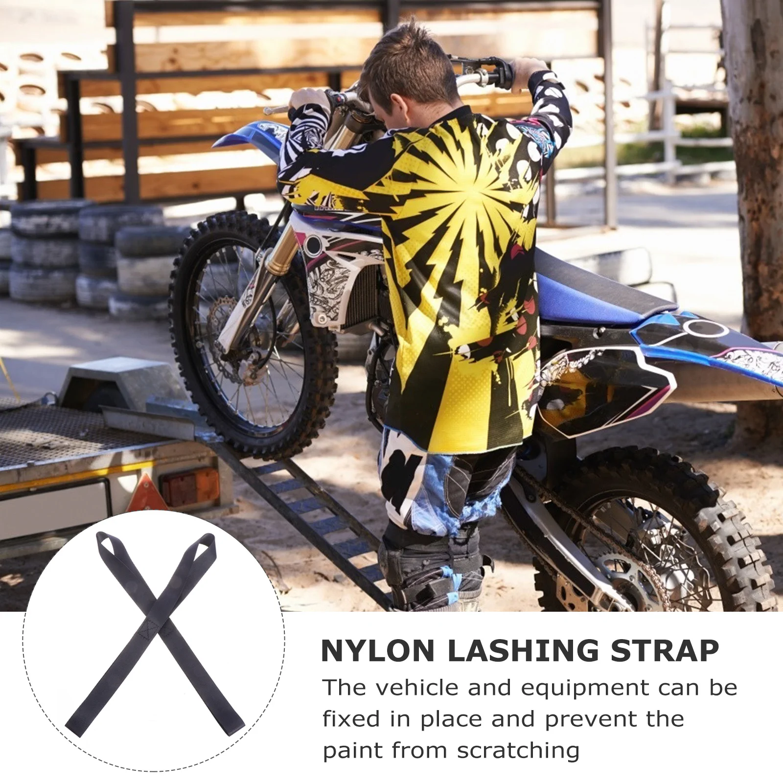 

8 pcs Loop Tie Down Straps Heavy Duty Motorcycle Scooter Wheelchair Lawn Equipment Durable Lashing Belt Car Tie Downs