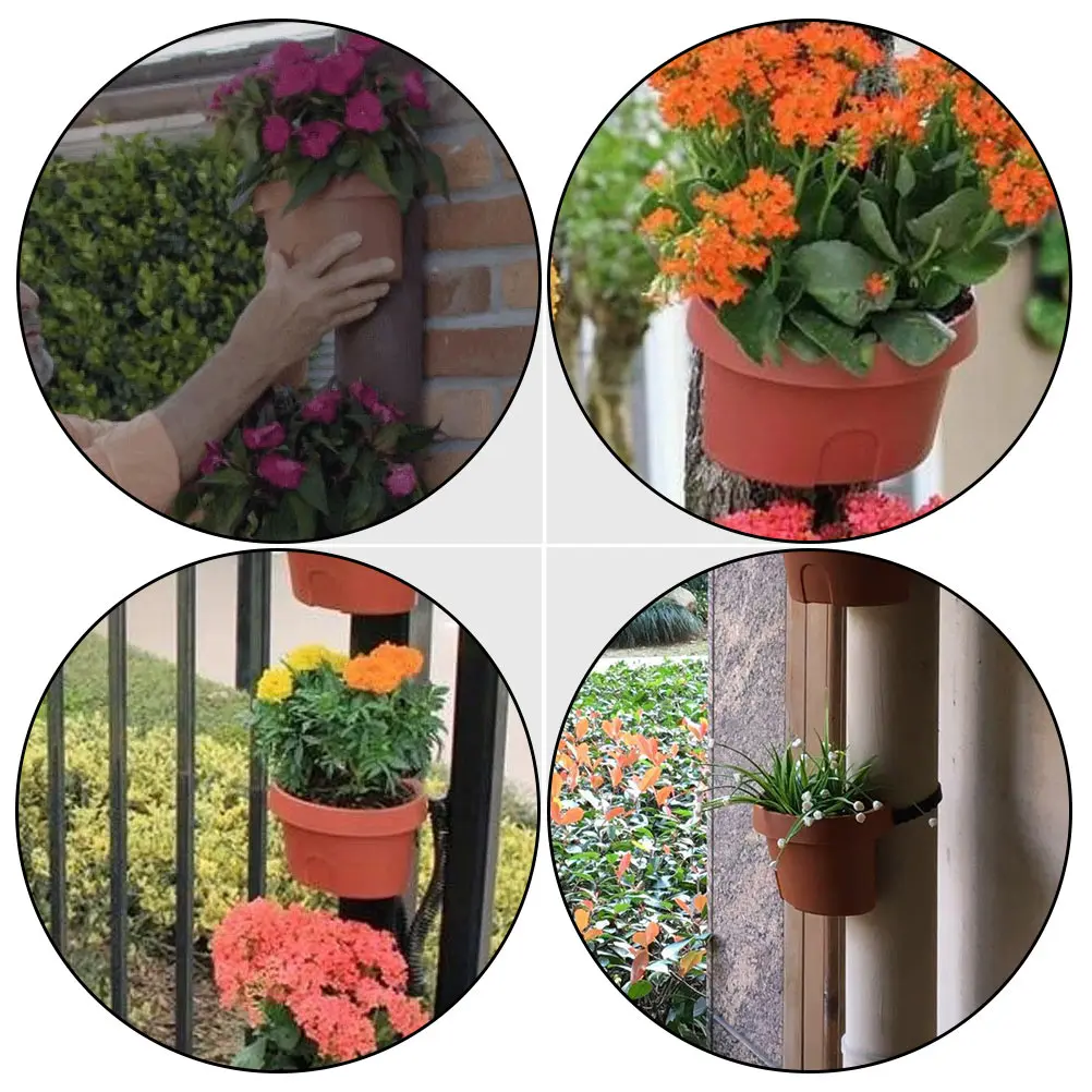 

3 Pcs Vessel Wall Hanging Flower Pot Home Decor Storage Basket Outdoor Brown Plastic
