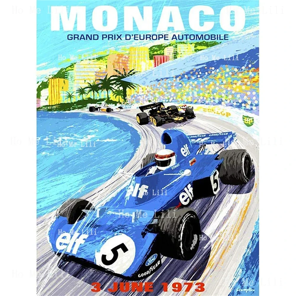 Blue Coo Vintage Advert Motor Sport Monaco Grand Prix 1973 Metal Sign Poster Home Decor Premium