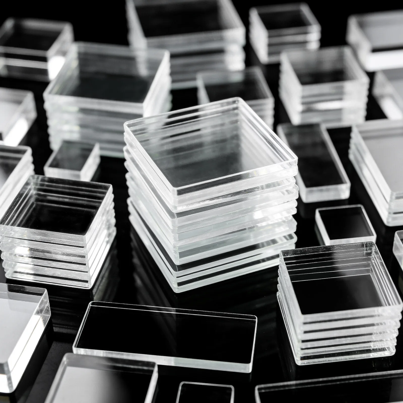50 Pcs Clear Square Acrylic Sheet 4-10cm Full Size Display Base 2mm Thick Blank for Miniatures Wargaming Boardgaming Collectible
