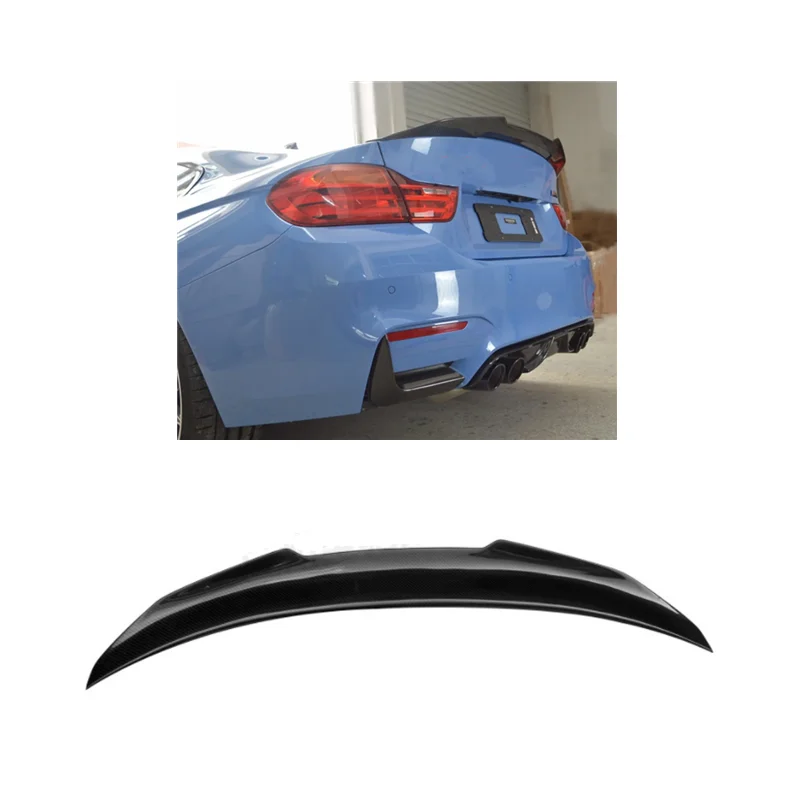 Automotive Parts PSM Style Rear Spoiler For 2014-2019 BMW 4 Series F82 M4 Carbon Fiber High Kick Trunk Lip Spoiler