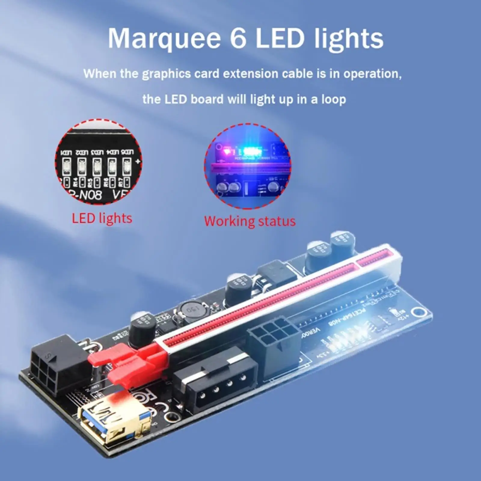 Graphics Card USB PCI Express Riser Cable Adapter 6pin Powered PCI-E Multiplier for External GPU Mining
