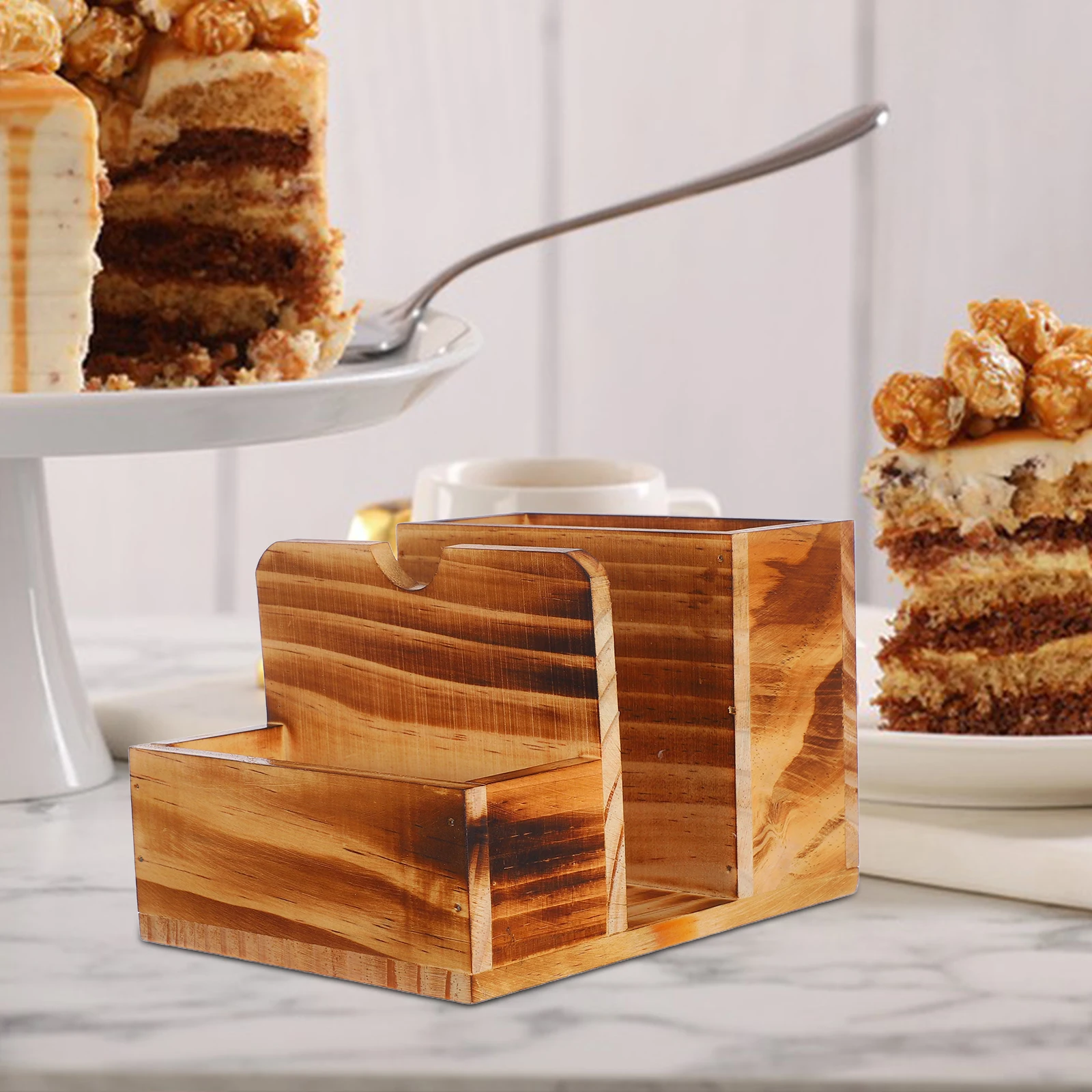 

Wooden Cutlery Storage Box Large Capacity Restaurant Table Utensil ganizer Holder Spice Bottle St Napkin Fork Container Kitchen