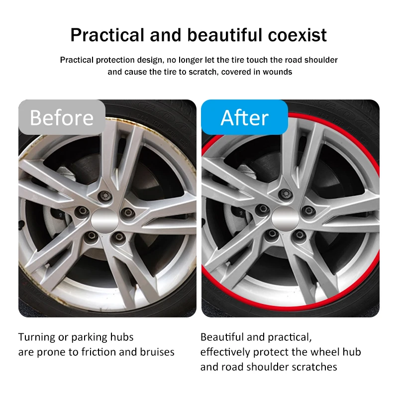 8 metri Car Wheel Rim Blades Protector Line protezione per pneumatici striscia decorativa modanatura in gomma Trim più colore Car Sticker Styling