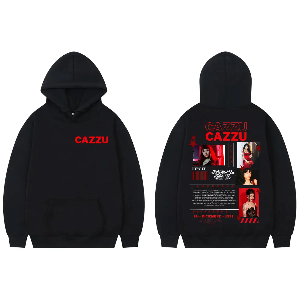 

Singer Cazzu Double Sided Print Hoodie Men Women Fashion Y2k Oversized Pullovers Autumn Winter Casual Long Sleeve Sweatshirts