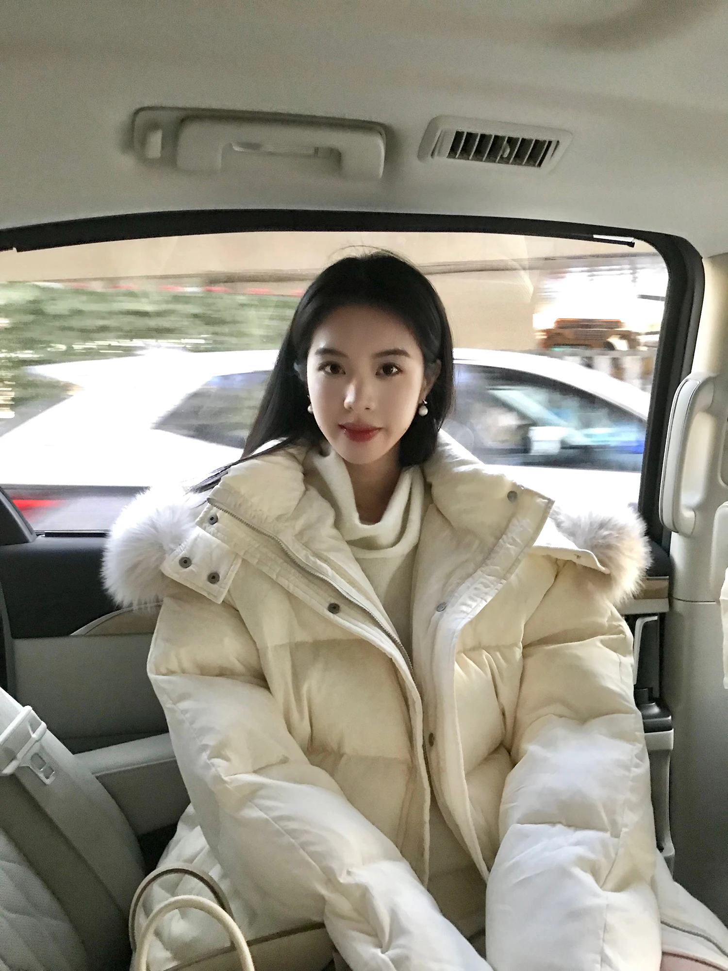 

Aisui Fur Collar down Jaet Women's Loose Warm Outerwear Du down Padded Coat Commute Sle Zipper Closure Long Sve