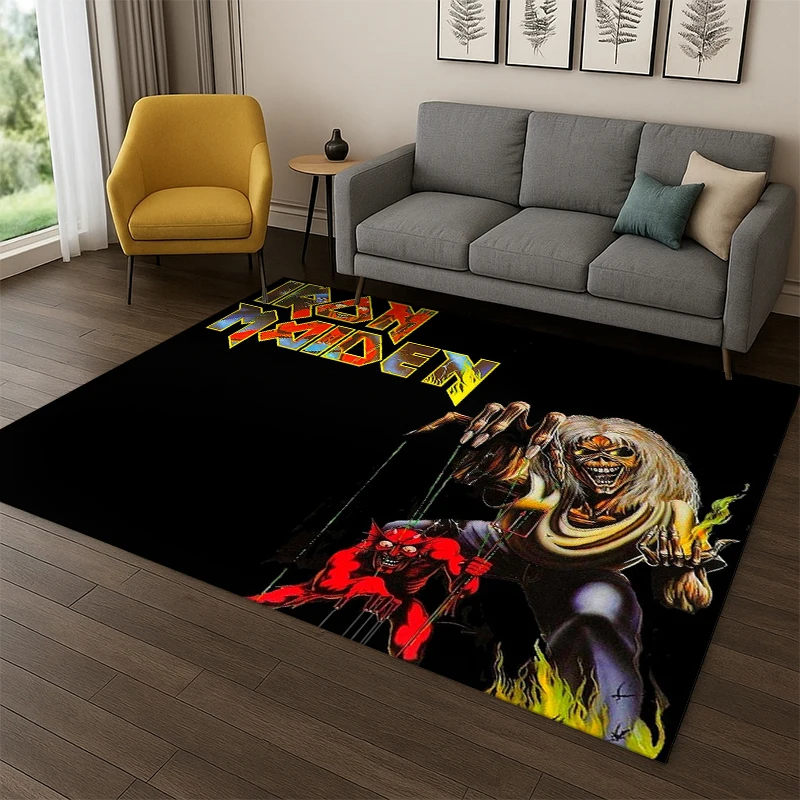 3D I-Iron Maiden Metal Band Teppich für Schlafzimmer, Wohnzimmer, Sofa, Spielzimmer, Fußmatte, Heimdekoration, Kinderspielbereich-Teppich, rutschfest, Geschenk
