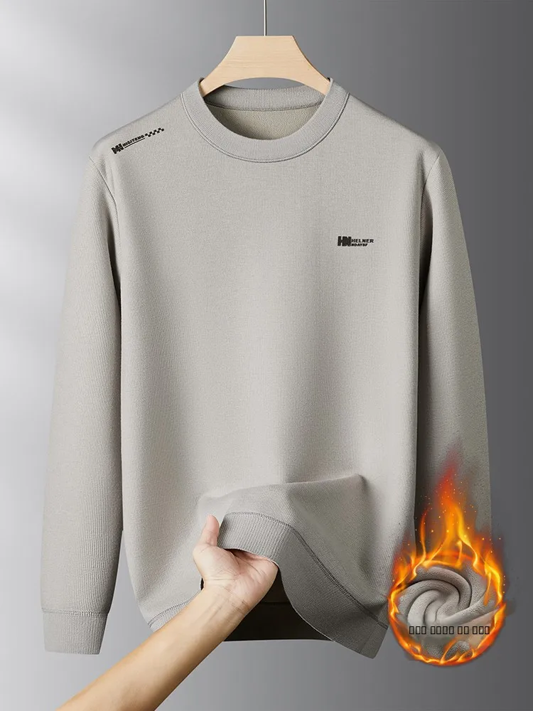 

Мужской свитшот свободного кроя с флисовой подкладкой, длинными рукавами и круглым вырезом, модный, больших размеров, базовый, удобный, в городском стиле, повседневный.