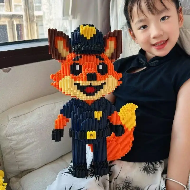 

35 см строительные блоки Fox Nick, игрушка, полицейское платье, сборка, строительные блоки, игрушка для детей и взрослых, подарочная серия