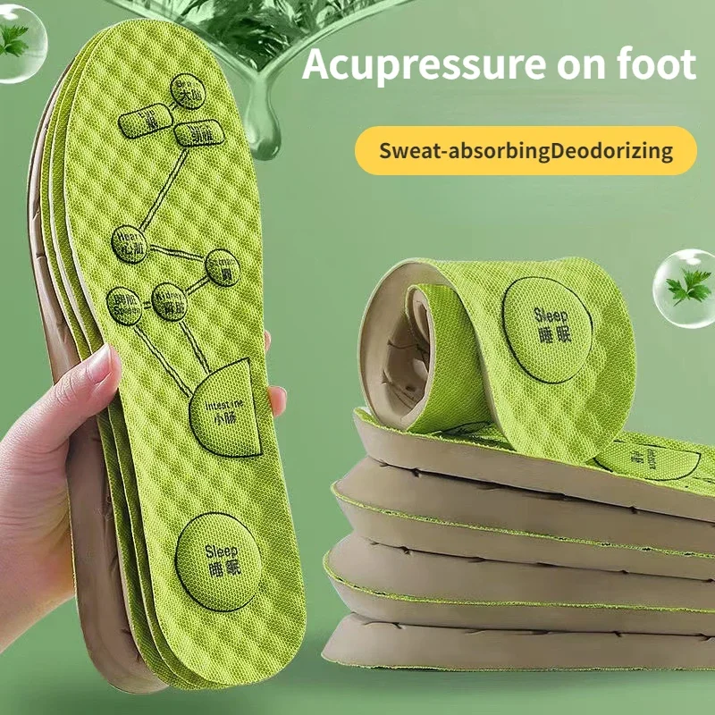 Acupressure on Foot Insoles for Shoes Breathable Deodorant Sport Insoles for Medical Man Women Comfortable Running Shoe Sole