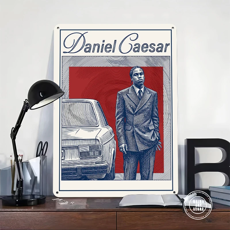 Daniel Caesar Vintage Tin Poster Customized Wall Art Retro Vintage Metal Signs for Fans Room Wand Deko Coffee Bar Accessories