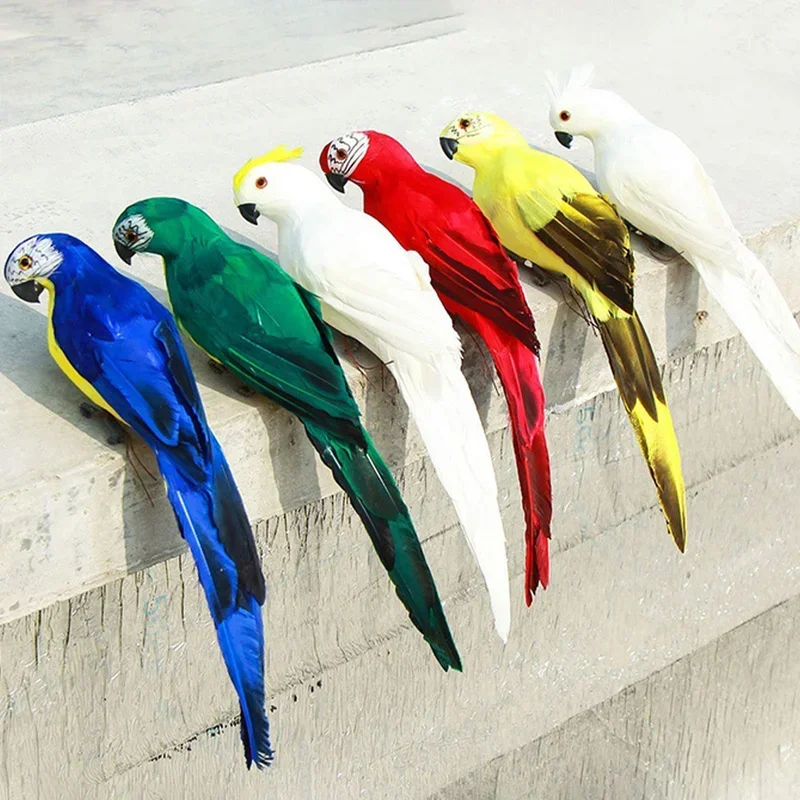 25/35cm Handmade Simulation Parrot Creative Feather Lawn Figurine Ornament Animal Bird Garden Bird  Prop Decoration Miniature