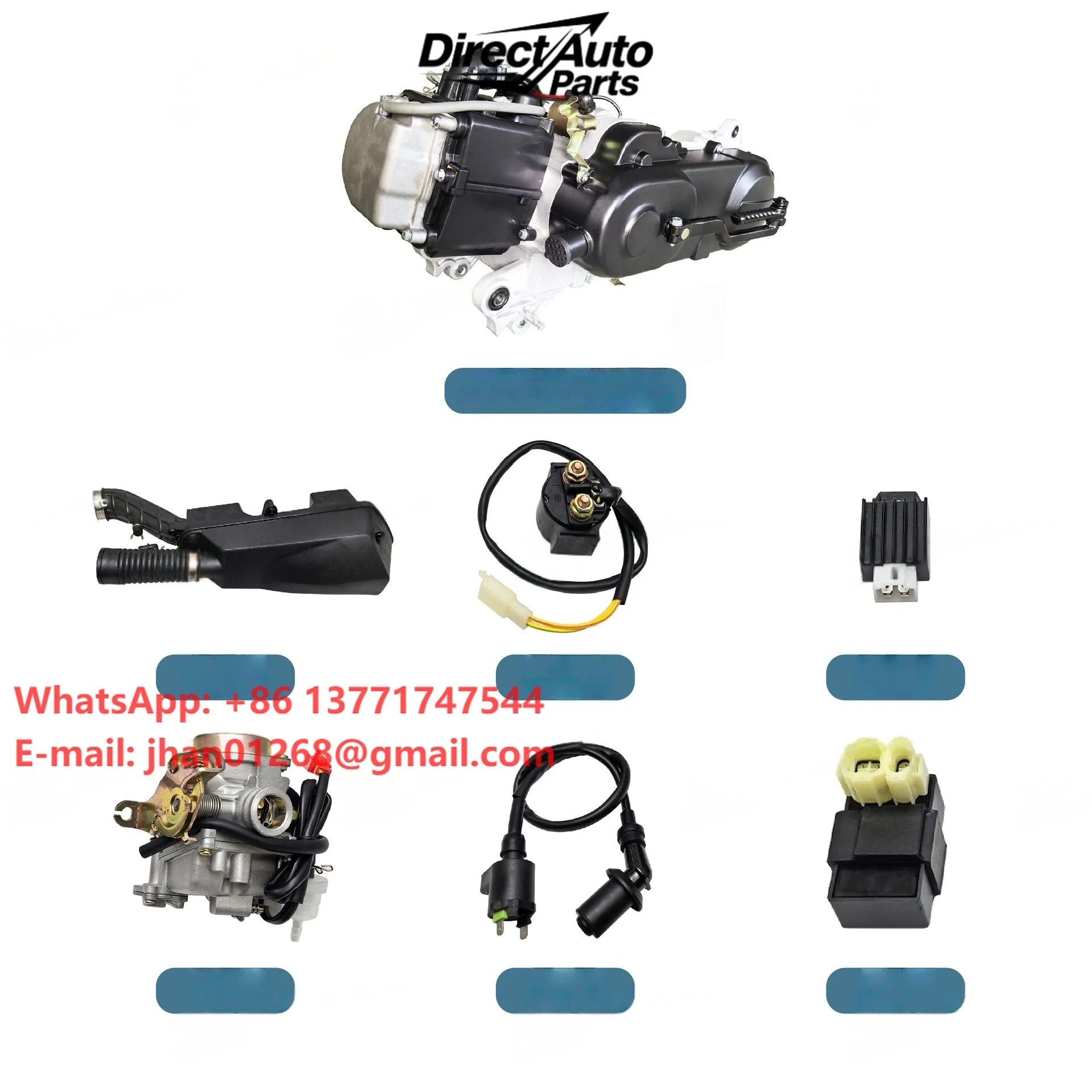 Gy6-50/80 Motorcycle Engine Assembly 43cm 12inch Long Case New 4 Stroke CDI Ignition 729 Belt