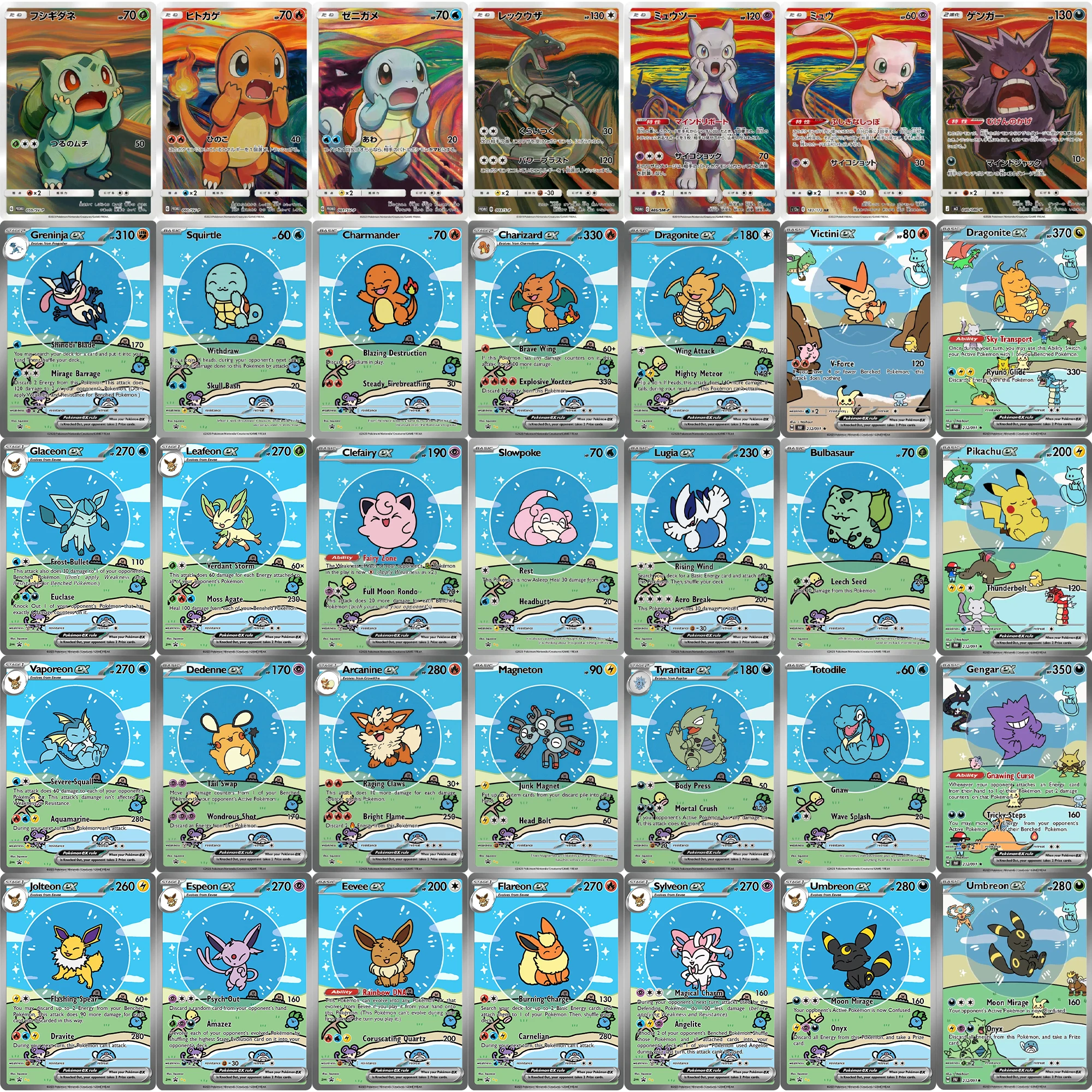Tarjeta Coleccionable de Anime Clásico DIY PTCG: Charizard, Gengar, Lugia, Tyranitar, Bulbasaur, Clefairy, Dedenne