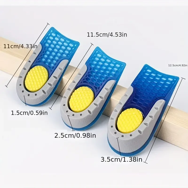 1pair Gel Height Increase Insoles, Shock Absorption Heel Cushion Pads, Height Lift Shoes Inserts For Men & Women