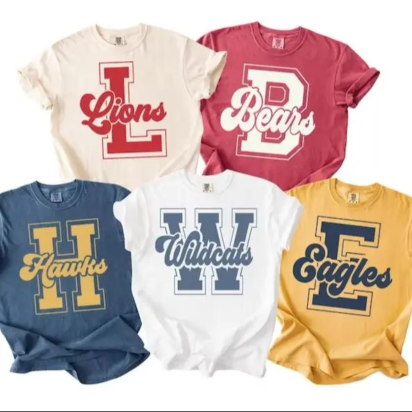 

Custom Initial Name School Mascot Shirt Women Men Personalized Team Spirit Game Day Outfit Cheer Mom Football Season Shirt