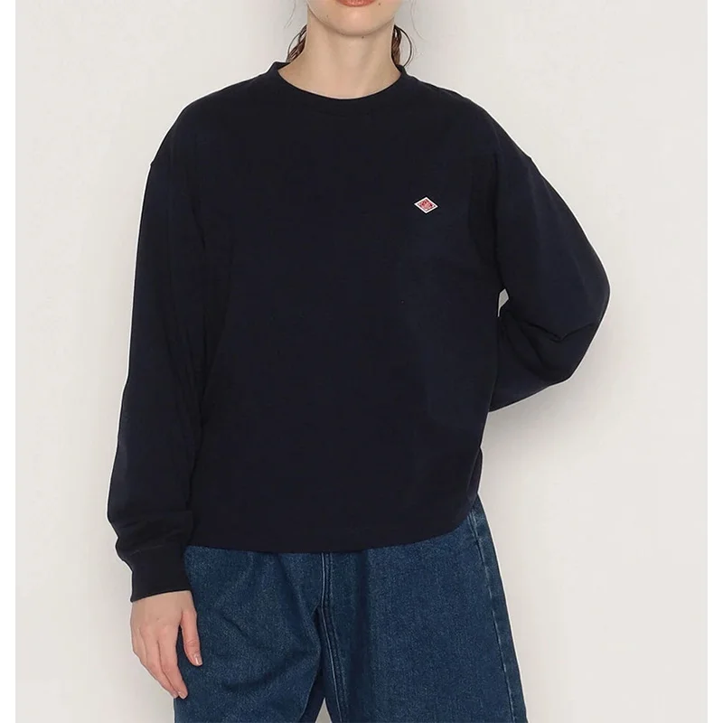 2025 تصديرها إلى اليابان ربيع الخريف طويلة الأكمام تي شيرت الرجال/النساء نفس التطريز العلامة التجارية القطن س الرقبة فضفاض البلوز القمم #5