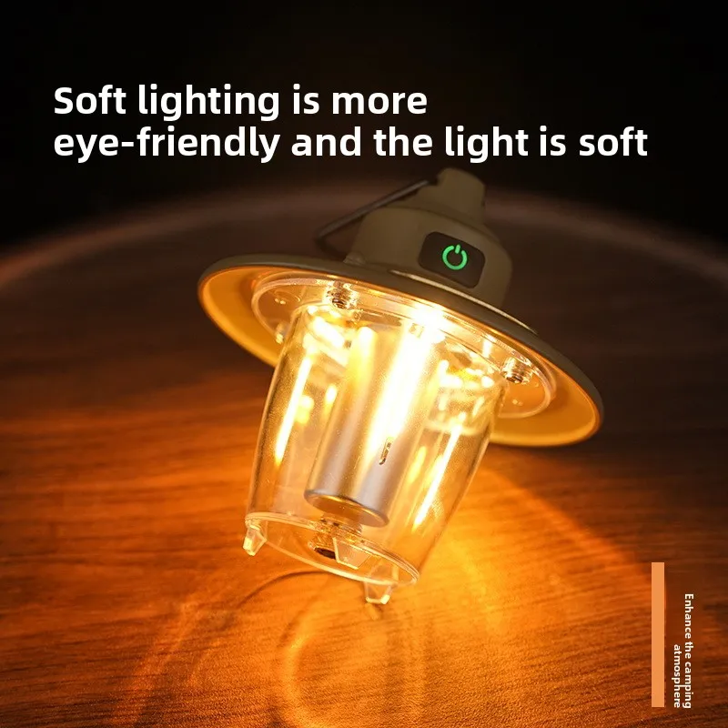 Lightweight Portable Rechargeable Retro Camping Light Vintage LED Tent Lamp Outdoor Lighting for Hiking Travel Fishing Camping