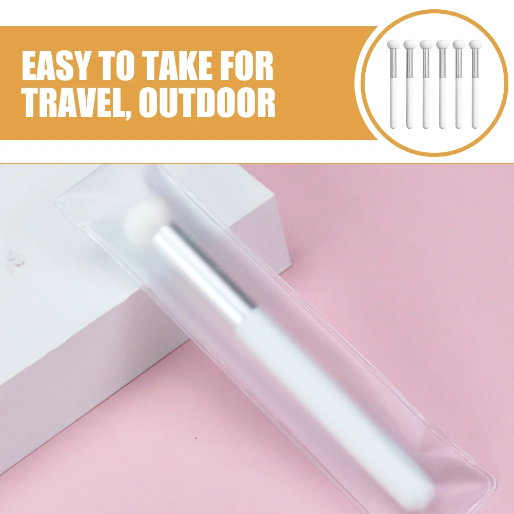 

6Pcs Makeup Concealer Brush with Wood Handle Mushroom Shape Sponge Applicator for Eyelids Nose Facial Full Coverage