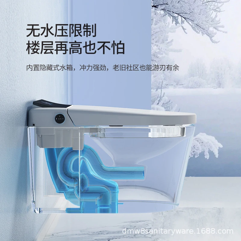 

Настенный унитаз без ограничений по давлению воды, с функциями стерилизации и подогрева.