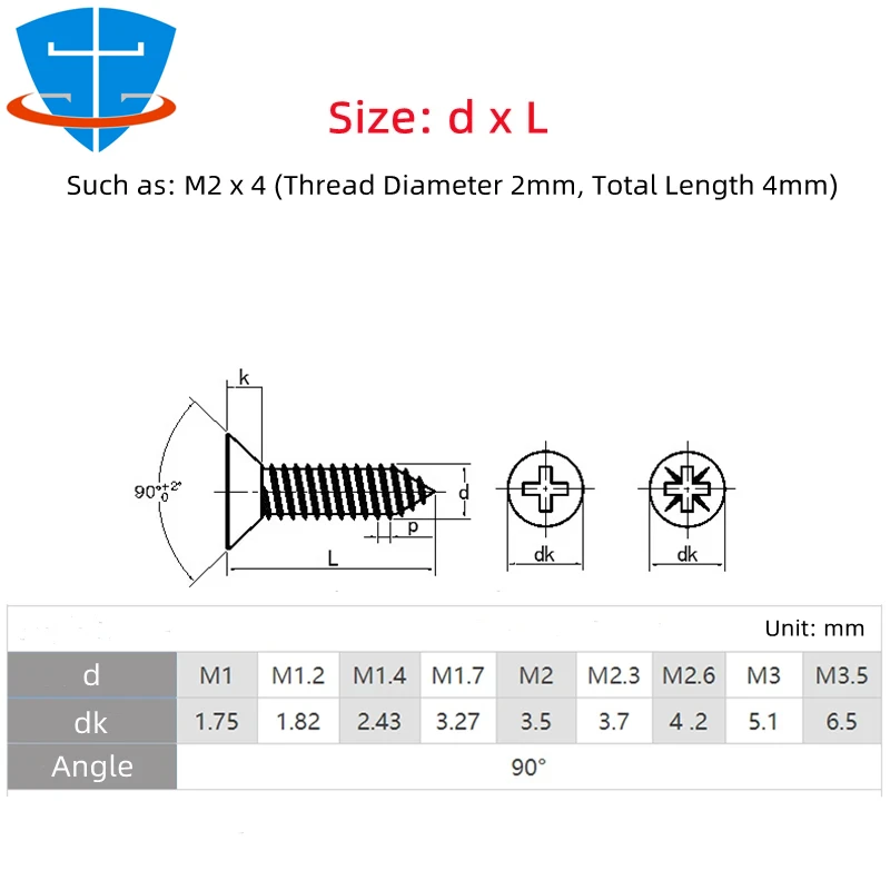 DIN7050 GB846 ISO7050 1000/100 本フラットヘッドフィリップスセルフタッピング木ネジM1M1.2M1.4 M1.7 M2 M2.3 M2.6M3M4黒亜鉛メッキニッケルメッキ皿頭クロス電子ネジ