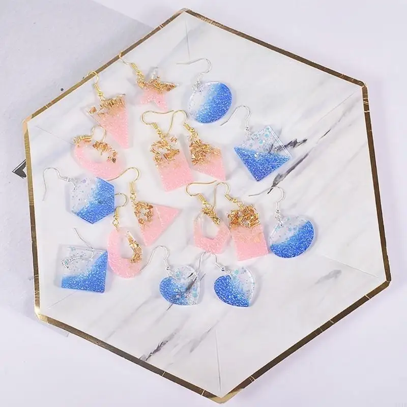 

Geometry-shaped Water Earrings Mould Silicone Epoxy Resin Molds DIY Necklace Jewellery Making Keychain Decoration