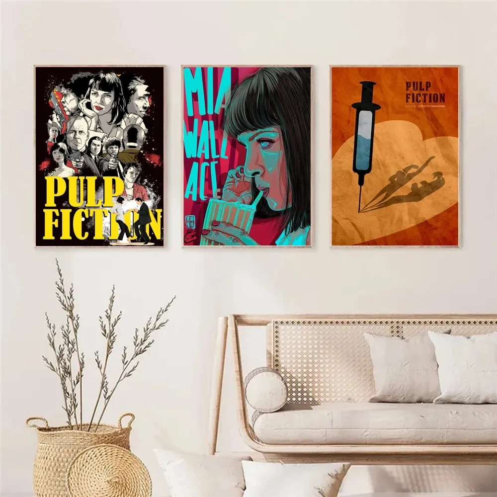 Classic Movie Pulp Fiction Poster Decorative Painting Bedroom Bedside Wall Sticker Living Room Restaurant Cafe Entrance Mural