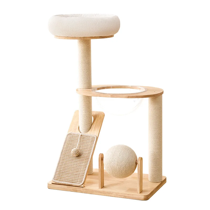 Árbol rascador de madera compacto para gatos con cama integrada - imagen 5