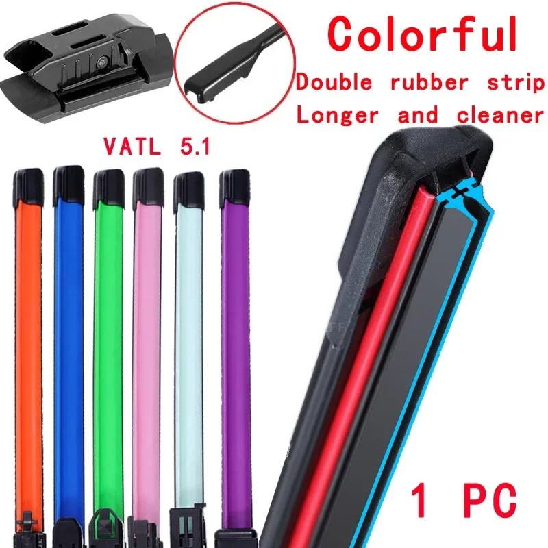 Colorful Vatl5.1. Car Windshield Wiper blades Universal Soft Double layer Rubber Frameless Bracketless 16