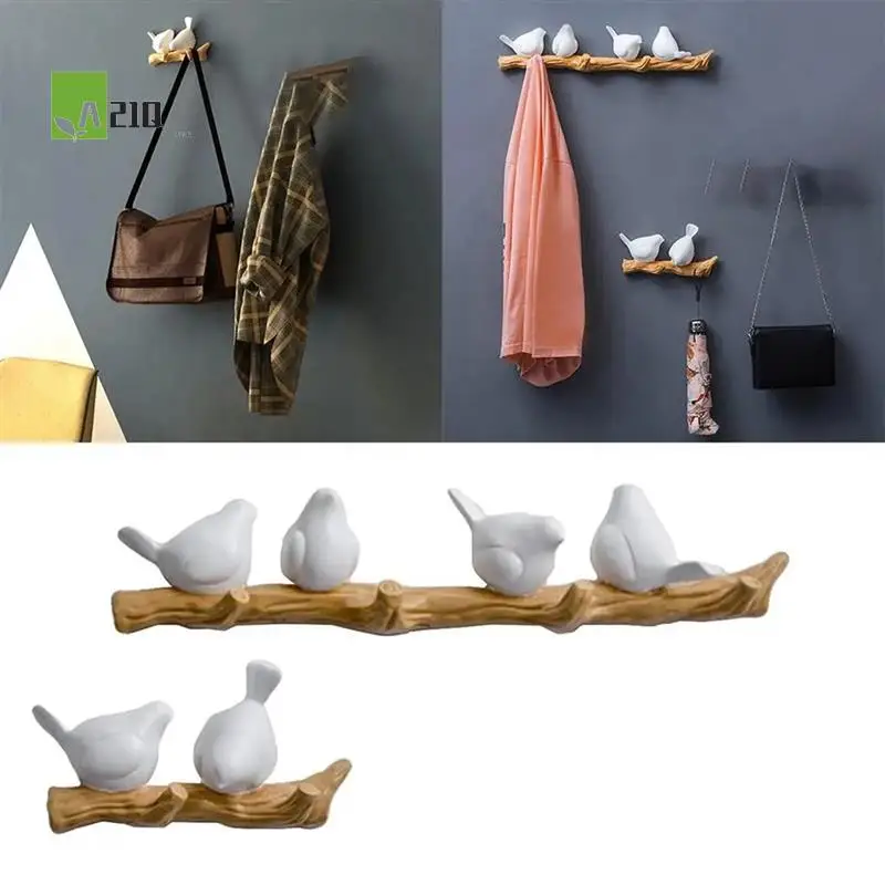 

A21Q-Настенные украшения, вешалка для гостиной, смоляная крючок для ключей с птицами, кухонное пальто, одежда, полотенце, шляпа, держатель для сумки