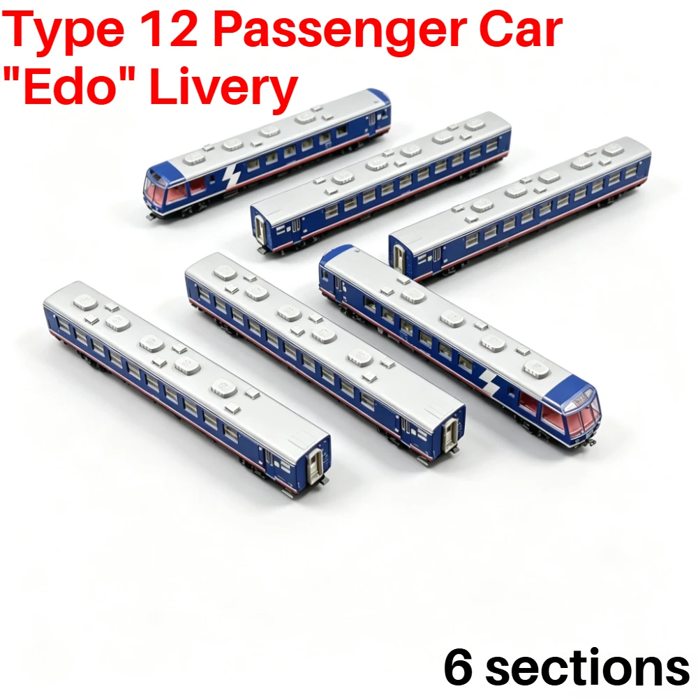 N Scale 1/160 Model Train Type 12 Passenger Cars A1124 Nonpowered Edo Livery 6 Car Set Model Railway Adult Collectible Gift